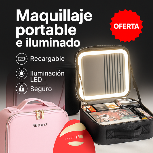 Estuche GlamLED™ con Espejo y Luz LED (Recargable USB)